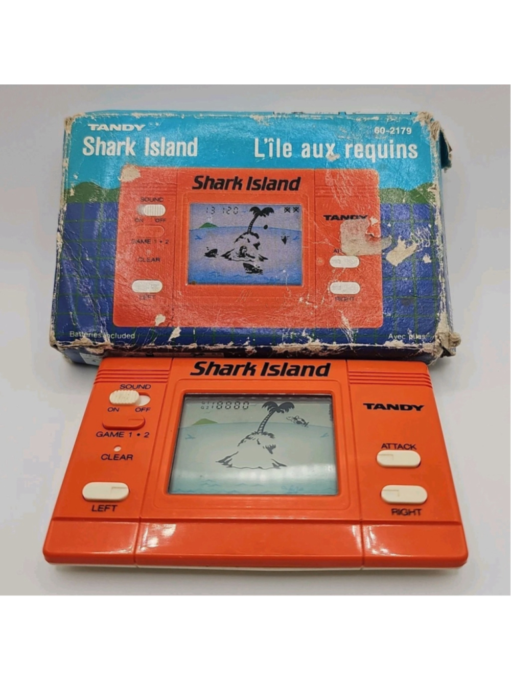 Shark Island Tandy LCD Game In Box 60-2179 Tested & Working Vintage